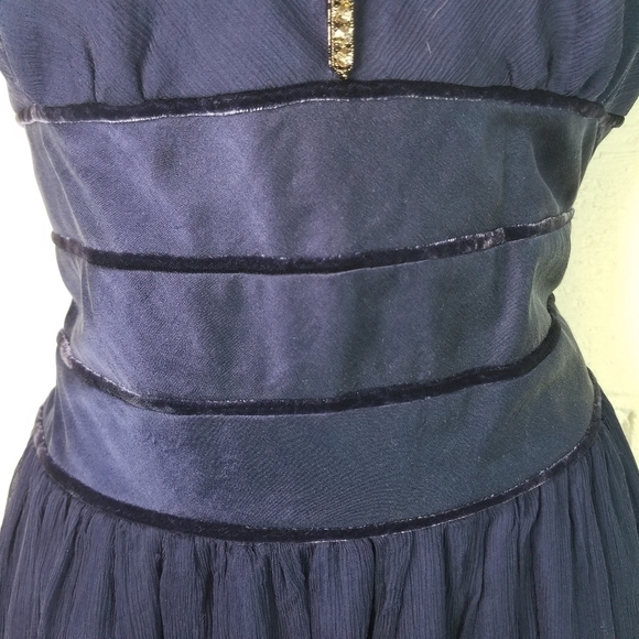 Vtg y2k does 20s blue silk retro dress - Picture 3 of 11